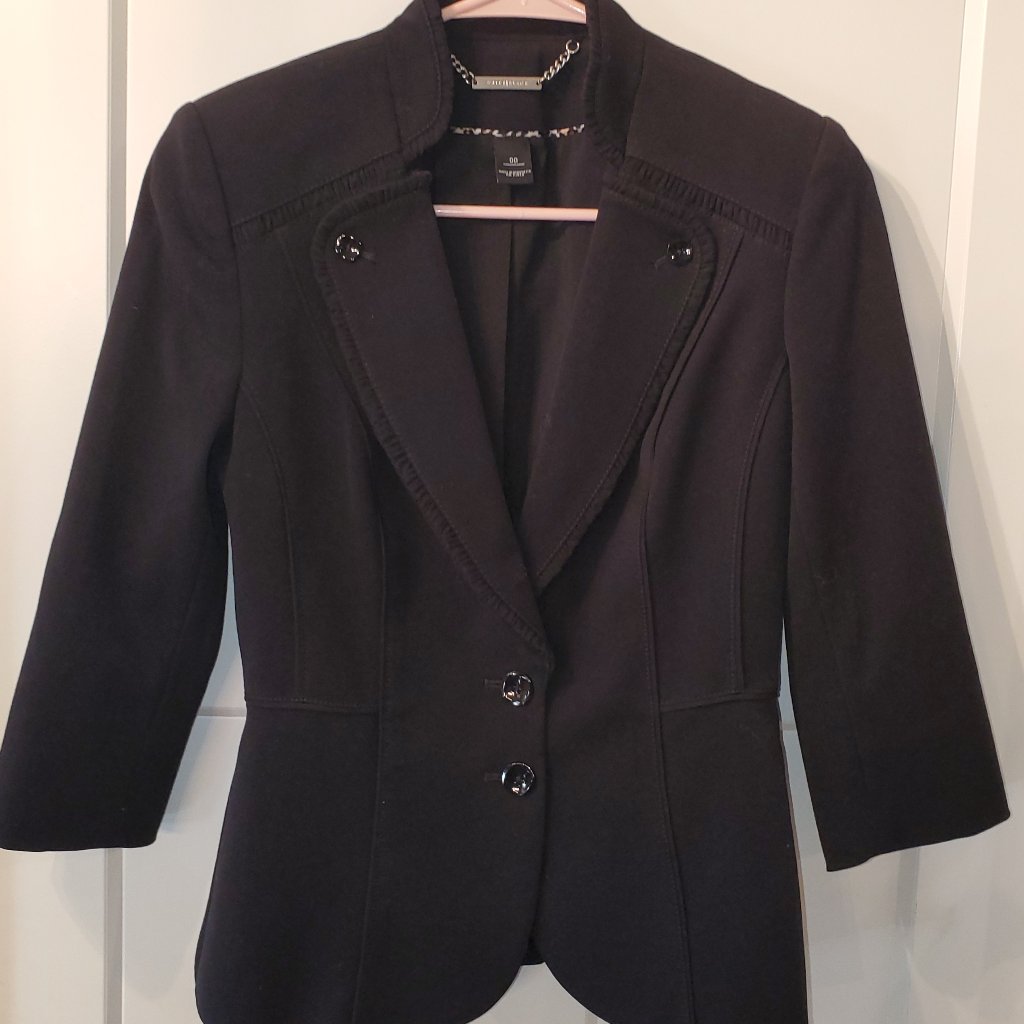 White House Black Market Womens Black Tapered Jacket Size 00